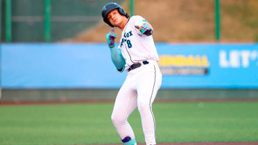 Luis Suisbel doubles (17) on a ground ball to right fielder Jean Joseph. Austin St. Laurent scores.