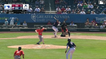 Pavin Smith singles on a line drive to center fielder Scott Bandura. LuJames Groover scores.