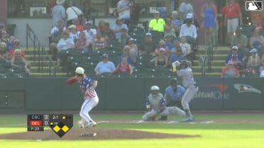 Angel Mateo doubles (4) on a sharp line drive to left fielder Félix Amparo. Brady Marget scores. J.D. Gonzalez to 3rd.
