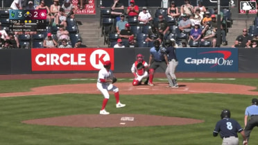 Modeifi Marte doubles (4) on a fly ball to center fielder Alexis Hernandez. Brady Counsell scores.