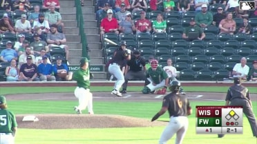 Josh Adamczewski doubles (2) on a sharp line drive to center fielder Jake Cunningham. Braylon Payne scores.