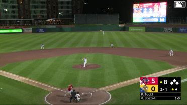 Kevin Bazzell homers (1) on a fly ball to left field.