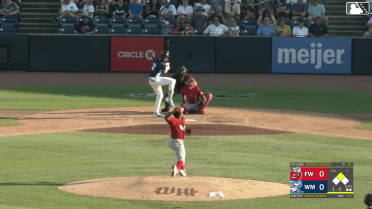 Bryce Rainer doubles (14) on a sharp line drive to left fielder Jack Costello. Woody Hadeen scores.