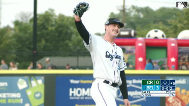 Emmett Olson fans his fifth batter of the game 