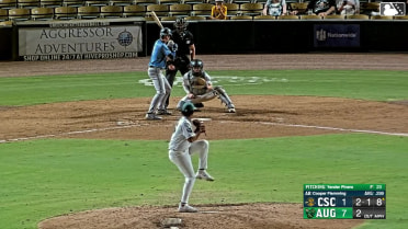 Cooper Flemming singles on a sharp line drive to right fielder Matt Scannell. Slater de Brun scores.