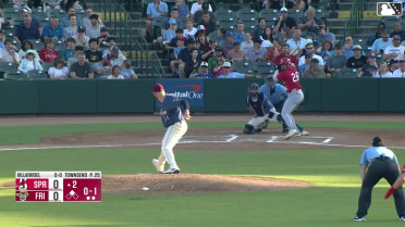 Miguel Villarroel doubles (1) on a line drive to left fielder Keith Jones II. Zach Levenson scores.