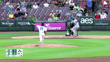 Stephen Hrustich homers (6) on a line drive to left field.