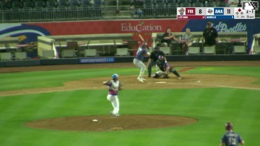 Marcus Lee Sang doubles (3) on a line drive to right fielder Gavin Conticello. Orlando Martinez scores.