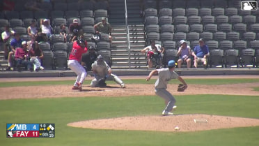 Anthony Huezo singles on a line drive to center fielder Alexey Lumpuy. Nick Monistere scores.