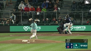 Ryan Bliss out on a sacrifice fly to center fielder Kellen Strahm. Patrick Wisdom scores.