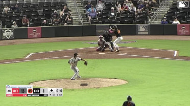 Andy Garriola doubles (1) on a sharp line drive to right fielder Eddie Micheletti Jr. Kane Kepley scores.