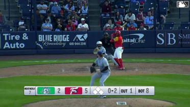 Dylan Campbell homers (1) on a line drive to left field.