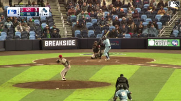 Yassel Soler doubles (7) on a line drive to left fielder Robert Calaz. José Mejía scores. Trent Youngblood scores.