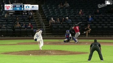 Kyle DeBarge singles on a ground ball to left fielder Chris Newell. Brandon Winokur scores. Garrett Spain to 2nd.