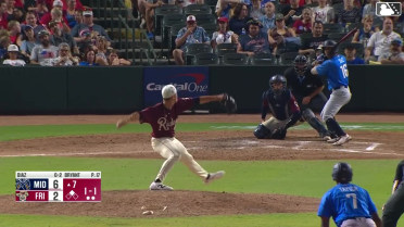 Davis Diaz singles on a sharp ground ball to center fielder Dylan Dreiling. Devin Taylor scores.