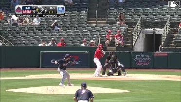 Matt Koperniak singles on a sharp line drive to center fielder Andrew Pintar. Ramon Mendoza scores.