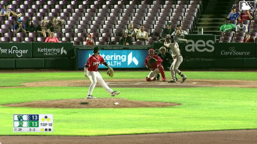 Graham Brown strikes out swinging and Andy Lugo caught stealing home, catcher Ryan McCrystal to second baseman Alfredo Alcantara to third baseman Tyson Lewis to catcher Ryan McCrystal to shortstop Julio Carreras to catcher Ryan McCrystal.