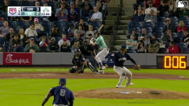 Jonah Cox singles on a ground ball to second baseman Marco Luciano. Diego Velasquez scores.