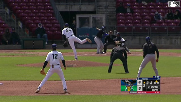 Derlin Figueroa singles on a ground ball to right fielder Jacob McCombs. Austin Charles scores.