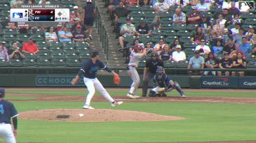 Dylan Dreiling singles on a ground ball to left fielder Tyler Whitaker. Marcus Lee Sang scores.
