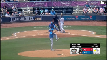 Damon Keith singles on a line drive to center fielder Raudi Rodriguez. Blake Burke scores.