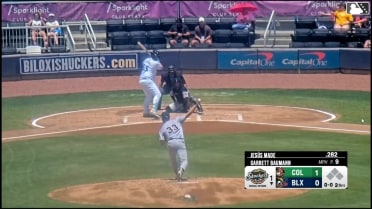 Blake Burke homers (10) on a fly ball to right field.