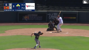 Darell Hernaiz out on a sacrifice fly to left fielder Diego Castillo. Drew Swift scores.