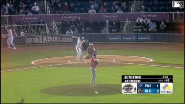 Matthew Wood homers (1) on a line drive to right field. Mike Boeve scores.