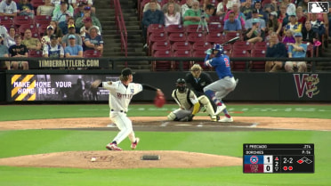 Reginald Preciado singles on a ground ball to third baseman Juan Baez. Alexey Lumpuy scores.