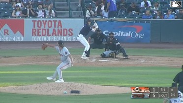 Dustin Crenshaw out on a sacrifice fly to center fielder Andy Polanco. Estevan Moreno scores.