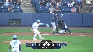 Maxton Martin triples (3) on a sharp line drive to right fielder Cristhian Vaquero.