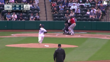 Esmerlyn Valdez homers (1) on a fly ball to left field.