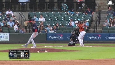 Kellen Strahm singles on a ground ball to center fielder Michael Helman. Collin Price scores.