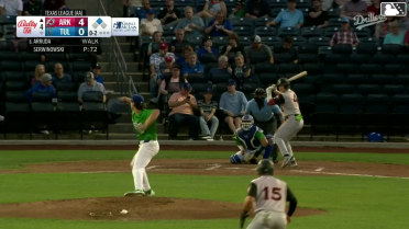 J.T. Arruda reaches on a throwing error by third baseman Kyle Nevin. Nick Raposo scores. J.T. Arruda to 2nd.