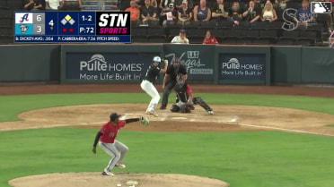 Jared Dickey singles on a line drive to right fielder Angel Ortiz. Michael Stefanic scores. Jared Dickey to 2nd.