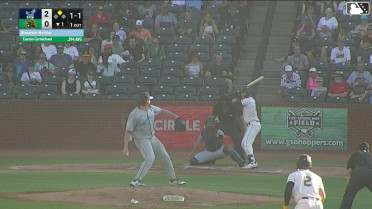 Easton Carmichael singles on a ground ball to center fielder Elijah Green. Jesus Castillo scores.