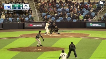 Slade Caldwell singles on a sharp line drive to right fielder Trevor Cohen. Wallace Clark scores.