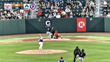 Ralphy Velazquez grounds into a double play, catcher Caleb Lomavita to first baseman Branden Boissiere. Joe Lampe out at home. Ralphy Velazquez out at 1st.