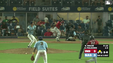 Joshua Palacios singles on a line drive to center fielder Jacob Hurtubise. Enmanuel Valdez scores.