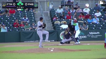 Miguel Hernández hit by pitch. Ryan Mitchell scores. Sebastian Dos Santos to 3rd. Matthew Miura to 2nd.