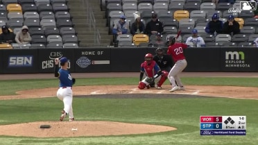 Kristian Campbell homers (1) on a fly ball to right center field.