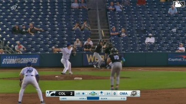 Joe Lampe singles on a ground ball to right fielder Gavin Cross. Angel Genao scores.