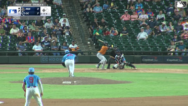 Clark Elliott out on a sacrifice fly to center fielder Justin Thomas Jr. Euribiel Angeles scores.