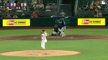 Andy Ibáñez out on a sacrifice fly to center fielder Grant McCray. Nick Raposo scores.