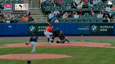 Jose Rojas singles on a sharp line drive to center fielder Wenceel Pérez. Cristian Pache scores.