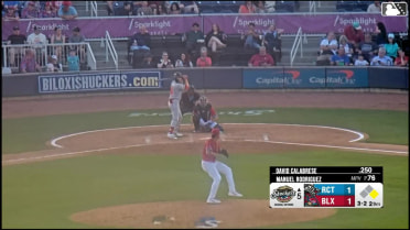 David Calabrese doubles (5) on a line drive to right fielder Mark Coley II. Wade Meckler scores.