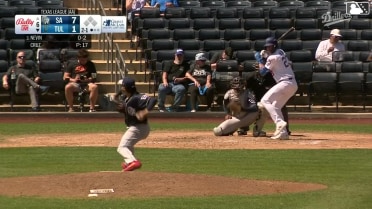 Kyle Nevin homers (4) on a fly ball to left field.