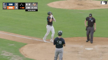 Jud Fabian hits a two-run home run