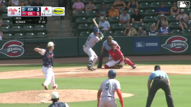 Jack Moss triples (1) on a sharp fly ball to center fielder Enddy Azocar. Cesar Hernandez scores.