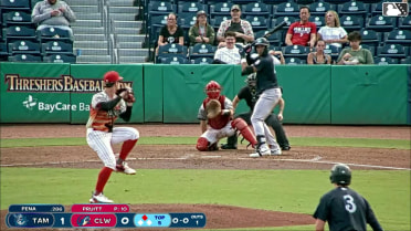 Yostin Pena singles on a line drive to center fielder Will Gasparino. Dax Kilby scores.